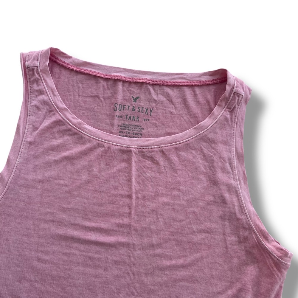 American Eagle Soft & Sexy Womens XS Rose Pink Crewneck Sleeveless Tank Top Chic